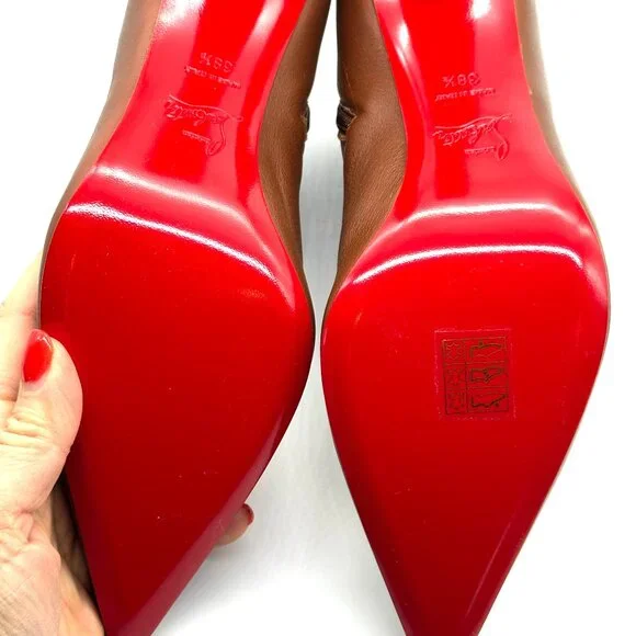 Christian Louboutin VIBELLA BOOTY 85 Leather Ankle Bootie Boots Heels - Picture 14 of 16